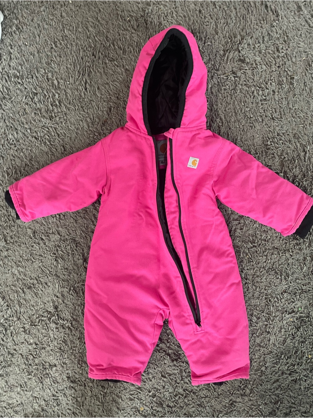 Carhartt Girls' Bright Pink Hooded One-Piece Snowsuit